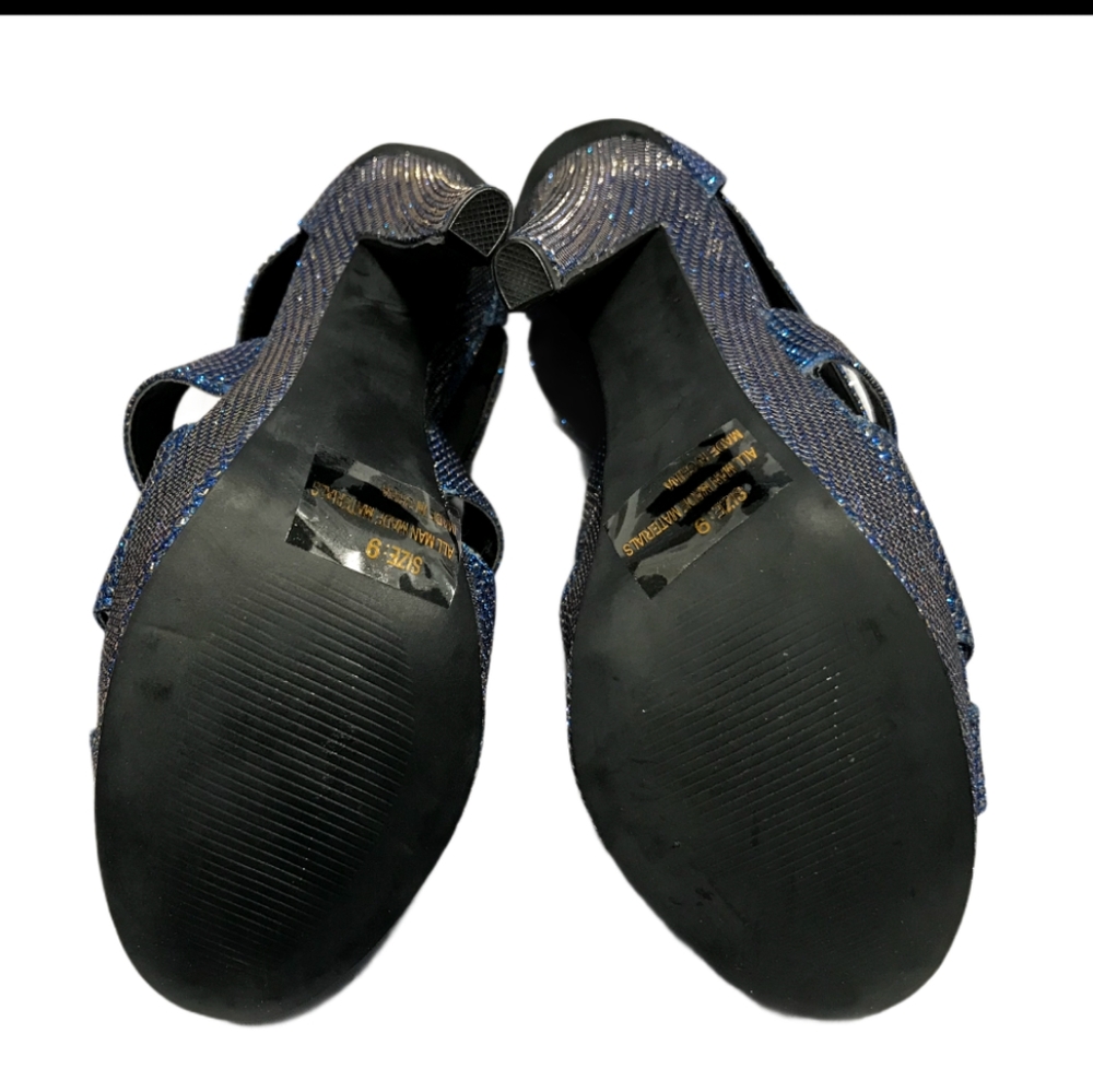 Qupid Studded Jewel Blue Sparkly Platform High Heels Shoes Size 9 - Picture 3 of 6
